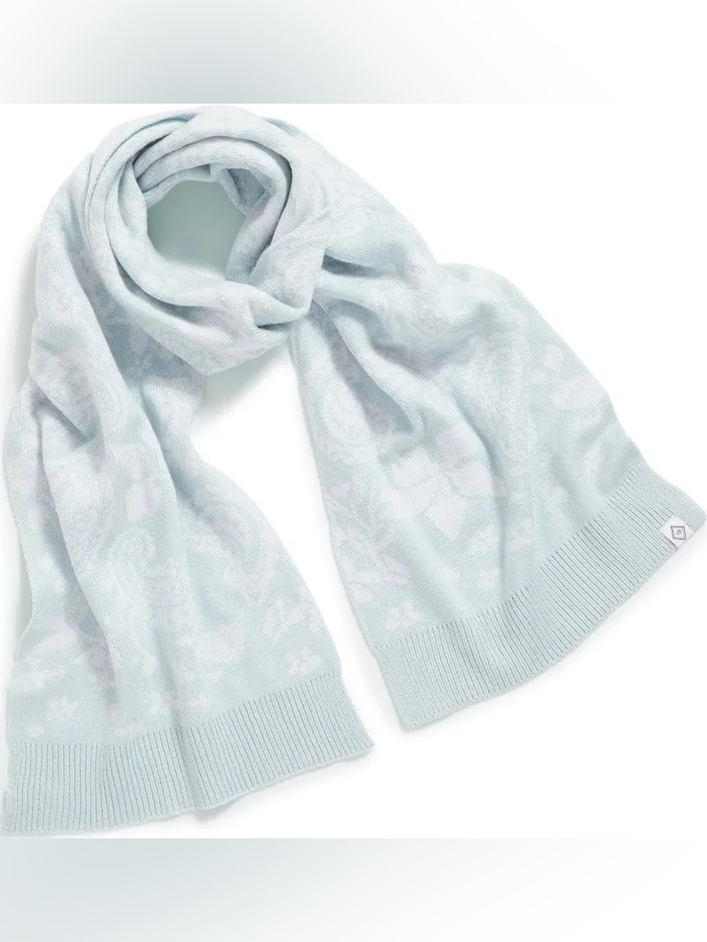 Vera Bradley Reversible Knit Scarf Eden Paisley Mint Green and White